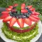 Spinach Cake with Strawberries and Blueberries